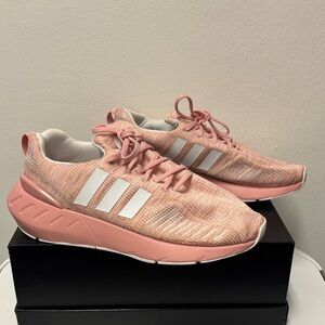 Adidas Women's Coral and White Sneakers